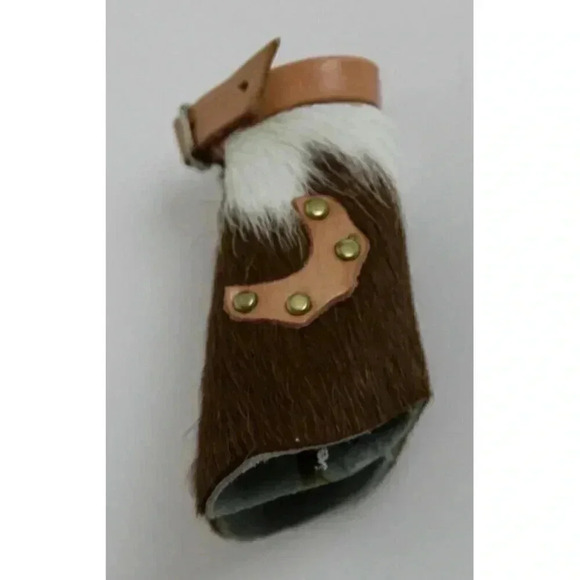 Vintage Brown Western Doll Minature Cowboy Hair-On Leather Chaps - Picture 2 of 3